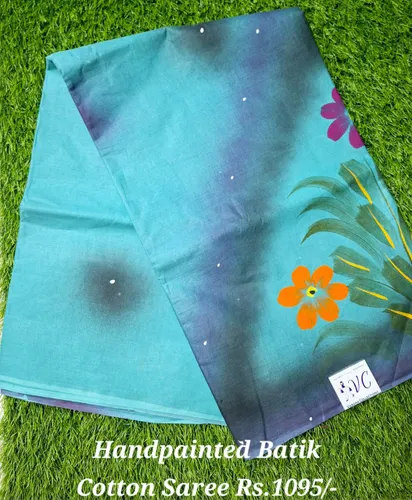 Hand Painted Batik Cotton Saree